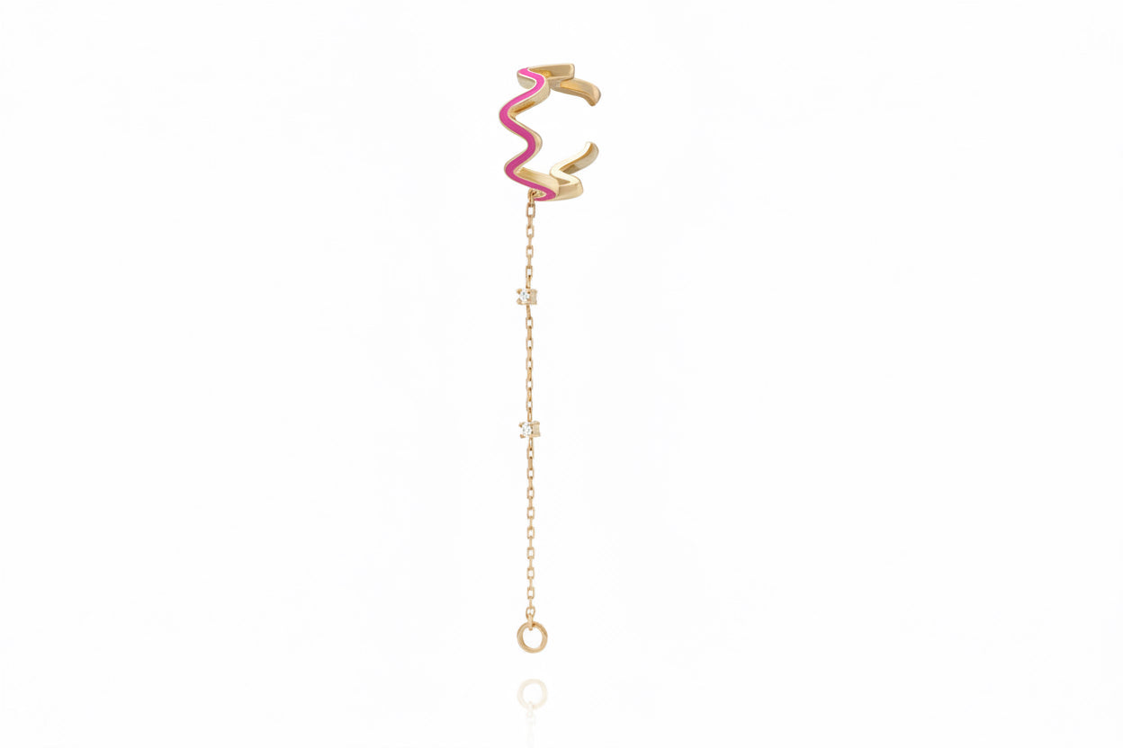 Ear cuff Its All Wavy en oro 18K diseño wave sin perforación - crub joyería fina
